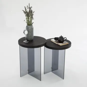 Set masuta de cafea, Neostill, Serenity 2, Sticla temperata, Antracit / Gri inchis imagine