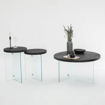 Set masuta de cafea, Neostill, Serenity 2, Sticla temperata, Antracit / Transparent imagine