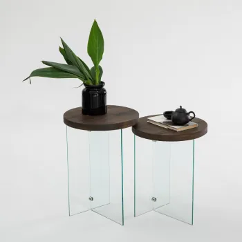 Set masuta de cafea, Neostill, Serenity 2, Sticla temperata, Transparent/Nuc imagine