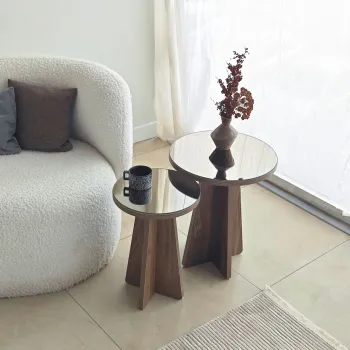 Set masute 2 piese, Hanah Home, Luna 2, Bronz / Nuc imagine