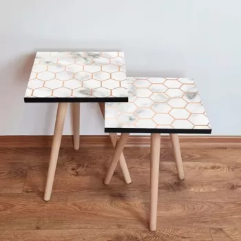 Set masute 2 piese, Leona, 2SHP1, Aur alb imagine