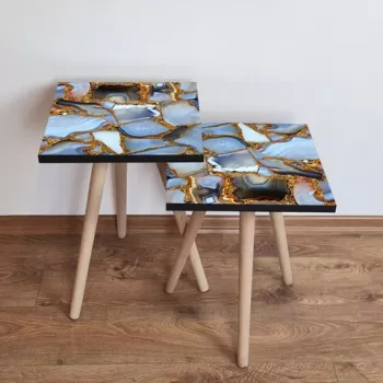 Set masute 2 piese, Leona, 2SHP100, Multicolor imagine