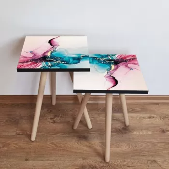 Set masute 2 piese, Leona, 2SHP102, Multicolor imagine