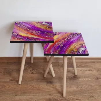 Set masute 2 piese, Leona, 2SHP108, Multicolor imagine