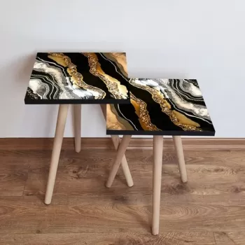 Set masute 2 piese, Leona, 2SHP109, Multicolor imagine