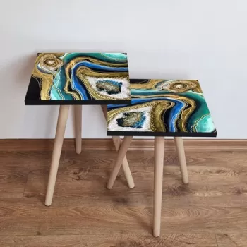 Set masute 2 piese, Leona, 2SHP110, Multicolor imagine