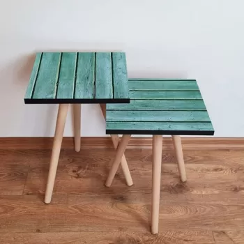 Set masute 2 piese, Leona, 2SHP116, Albastru imagine