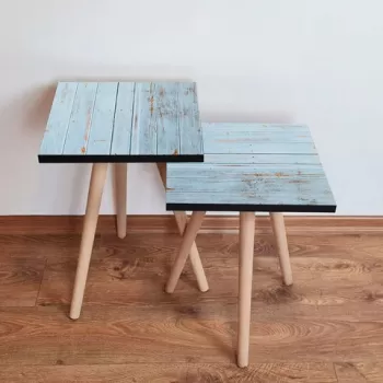 Set masute 2 piese, Leona, 2SHP119, Albastru imagine