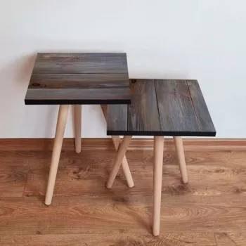 Set masute 2 piese, Leona, 2SHP120, Maro / Gri imagine