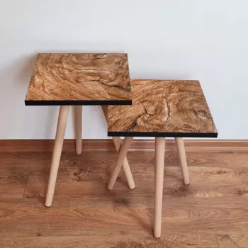 Set masute 2 piese, Leona, 2SHP122, Maro imagine