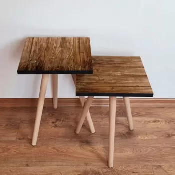 Set masute 2 piese, Leona, 2SHP123, Maro imagine