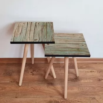 Set masute 2 piese, Leona, 2SHP125, Verde/Maro imagine