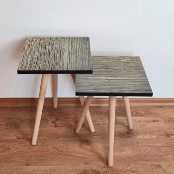 Set masute 2 piese, Leona, 2SHP126, Gri / Galben imagine