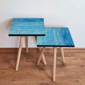 Set masute 2 piese, Leona, 2SHP129, Albastru imagine