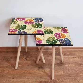 Set masute 2 piese, Leona, 2SHP139, Multicolor imagine