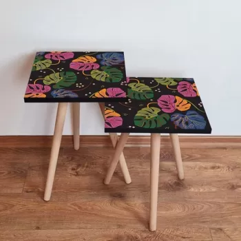 Set masute 2 piese, Leona, 2SHP141, Multicolor imagine