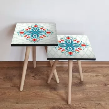 Set masute 2 piese, Leona, 2SHP143, Multicolor imagine