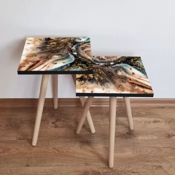 Set masute 2 piese, Leona, 2SHP148, Multicolor imagine