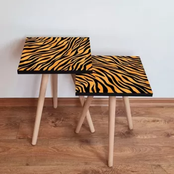 Set masute 2 piese, Leona, 2SHP149, Portocaliu/Negru imagine