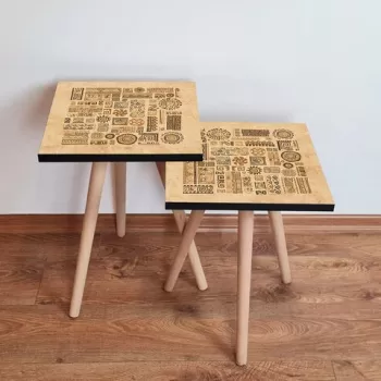 Set masute 2 piese, Leona, 2SHP153, Bej/Maro imagine