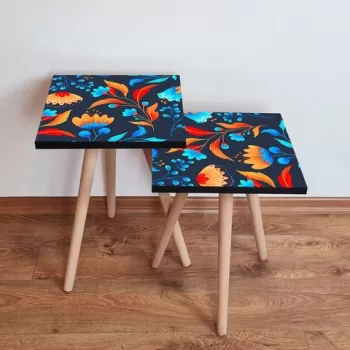 Set masute 2 piese, Leona, 2SHP166, Multicolor imagine