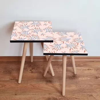 Set masute 2 piese, Leona, 2SHP169, Somon / Albastru Marin imagine