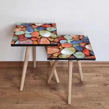 Set masute 2 piese, Leona, 2SHP17, Multicolor imagine