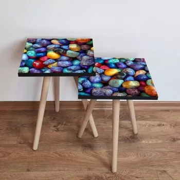 Set masute 2 piese, Leona, 2SHP18, Multicolor imagine