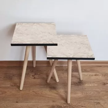 Set masute 2 piese, Leona, 2SHP180, Bej imagine