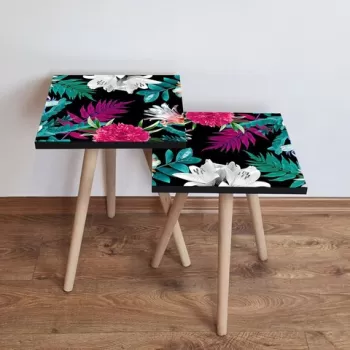 Set masute 2 piese, Leona, 2SHP190, Multicolor imagine