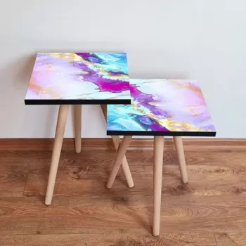 Set masute 2 piese, Leona, 2SHP195, Multicolor imagine