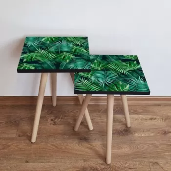 Set masute 2 piese, Leona, 2SHP202, Verde/Negru imagine