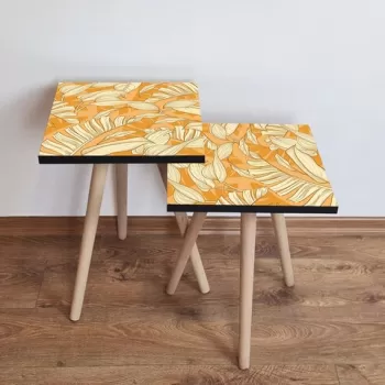 Set masute 2 piese, Leona, 2SHP204, Portocala / Crema imagine