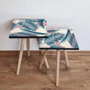 Set masute 2 piese, Leona, 2SHP208, Bleumarin / Crem / Somon imagine