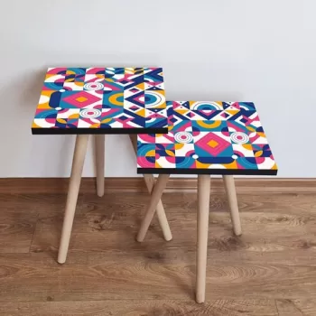 Set masute 2 piese, Leona, 2SHP215, Multicolor imagine