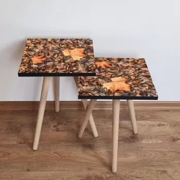 Set masute 2 piese, Leona, 2SHP22, Camel / Maro / Portocaliu imagine