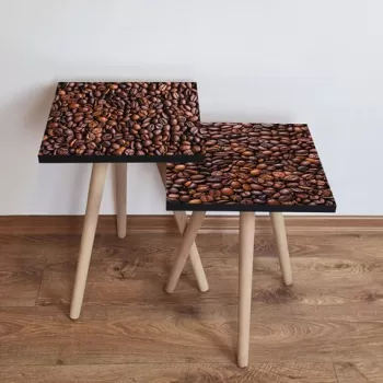 Set masute 2 piese, Leona, 2SHP226, Maro imagine