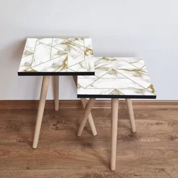 Set masute 2 piese, Leona, 2SHP228, Aur alb imagine