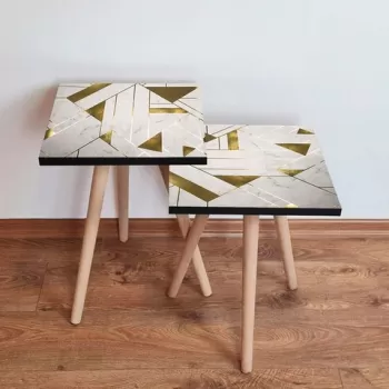 Set masute 2 piese, Leona, 2SHP231, Aur alb imagine