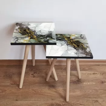 Set masute 2 piese, Leona, 2SHP233, Multicolor imagine