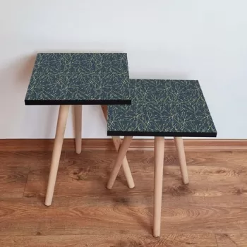 Set masute 2 piese, Leona, 2SHP236, Gri / Galben imagine