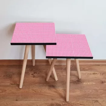 Set masute 2 piese, Leona, 2SHP240, Roz/Alb imagine