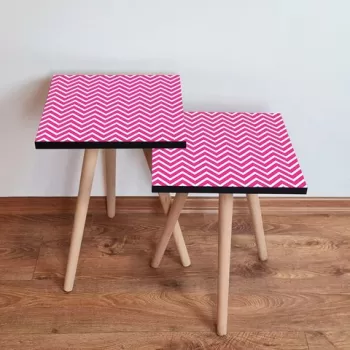 Set masute 2 piese, Leona, 2SHP242, Fucsia/Alb imagine