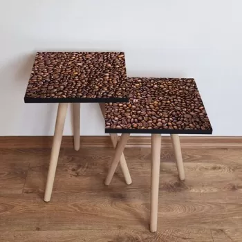 Set masute 2 piese, Leona, 2SHP244, Maro imagine