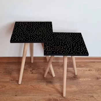 Set masute 2 piese, Leona, 2SHP250, Aur alb imagine