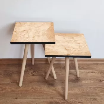 Set masute 2 piese, Leona, 2SHP254, Bej imagine