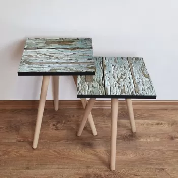 Set masute 2 piese, Leona, 2SHP257, Verde/Maro imagine