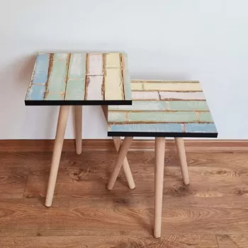 Set masute 2 piese, Leona, 2SHP260, Multicolor imagine