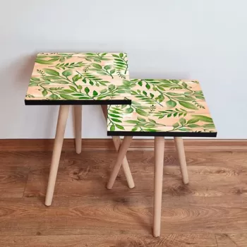 Set masute 2 piese, Leona, 2SHP261, Verde/Somon imagine