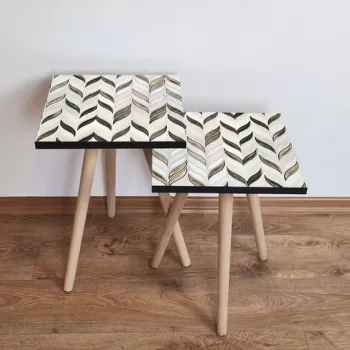 Set masute 2 piese, Leona, 2SHP268, Alb / Bronz imagine